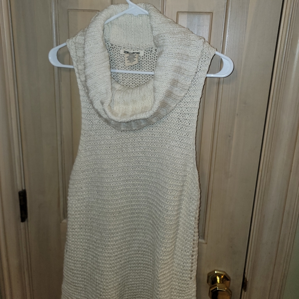 Misses sz L Billabong Sleeveless Off White Cowlneck Sweater - Picture 2 of 5